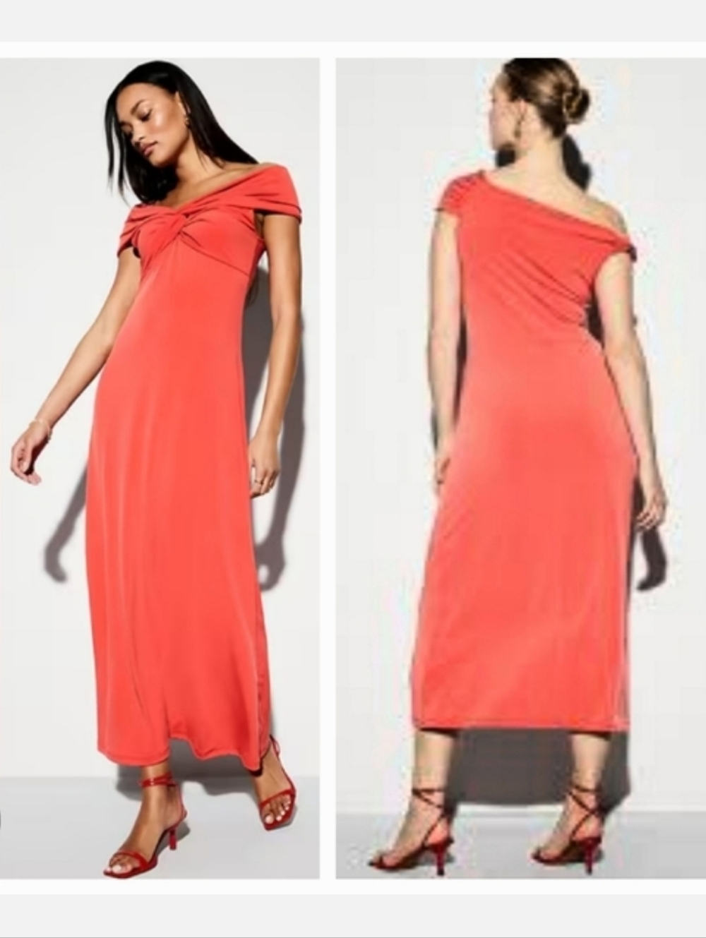 Old Navy Off-Shoulder Twist Front Maxi Dress The Occasion Live Coral XL Tall NWT